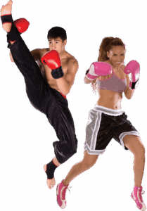 Kickboxing man and woman