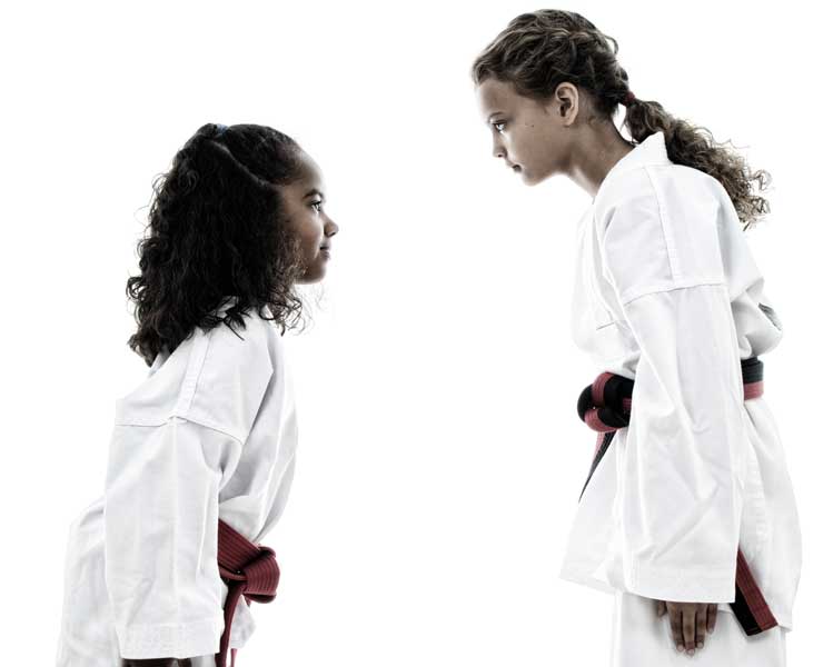 Martial Arts girls bowing
